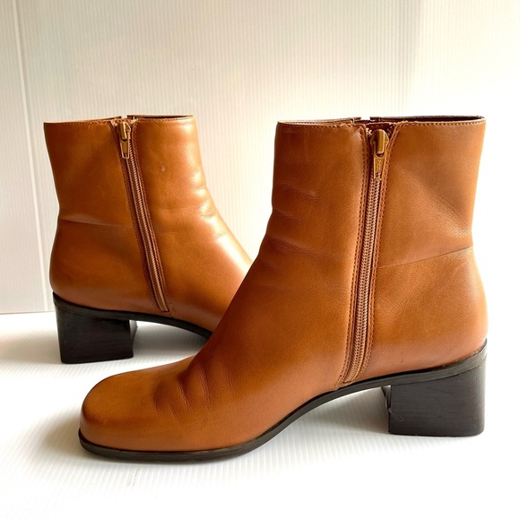 FORWARD Square Toe Leather Boots Cognac Brown Women’s Size 10 Classic Fall - Picture 5 of 14